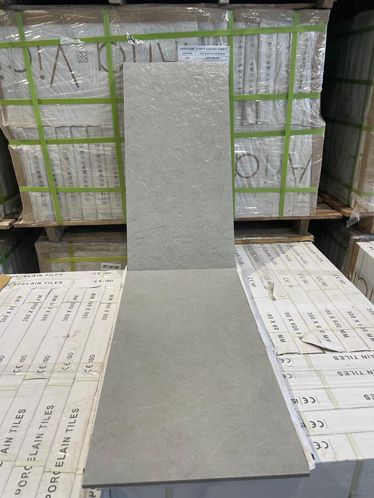 Porcelain Tile - 12 x 24 - Loft Light Grey - Matt Slate Punch Ultra Mat R11 - Aria Vici