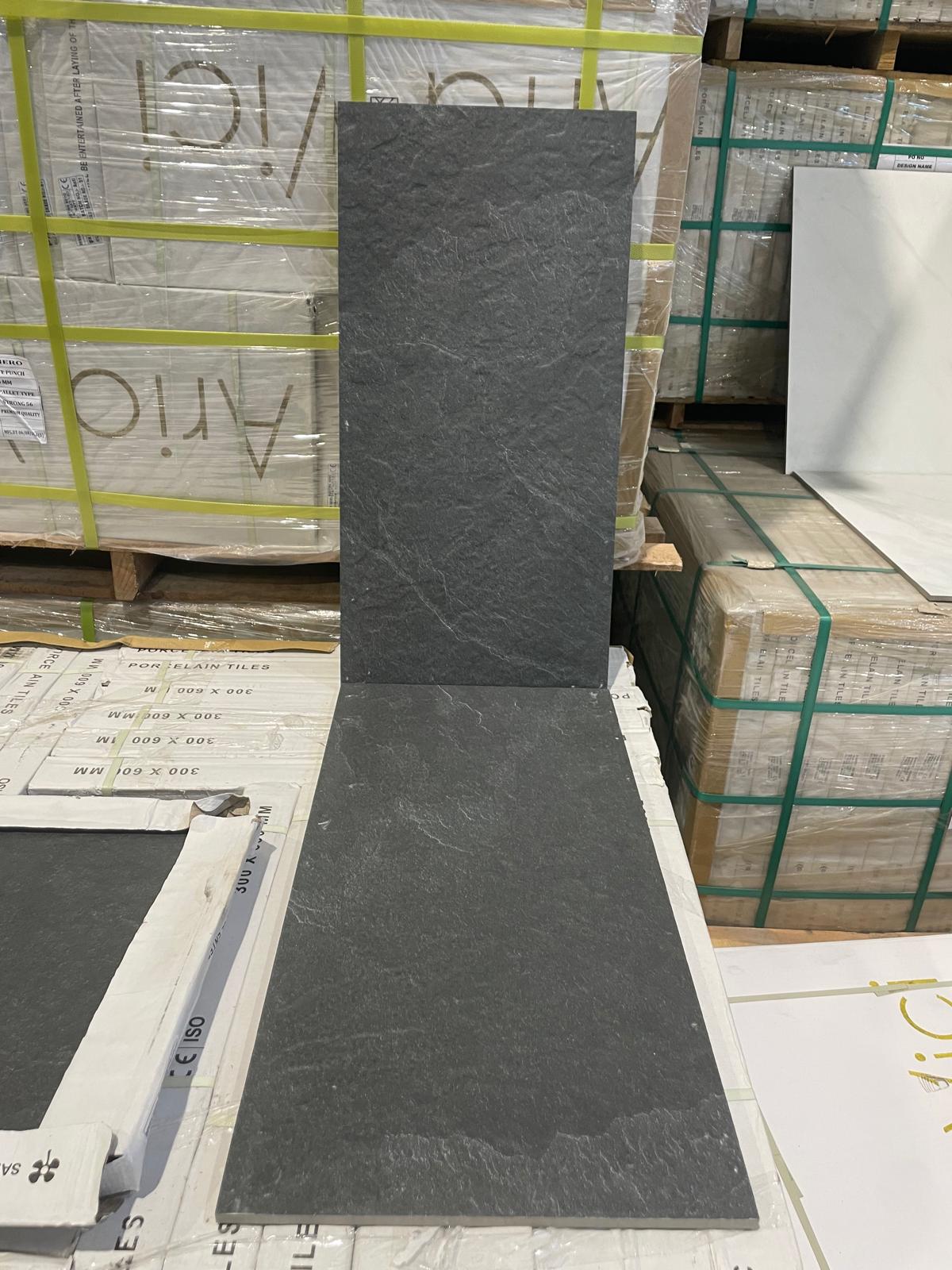 Porcelain Tile - 12 x 24 - Rustino Nero - Matt Slate Punch Ultra Mat R11 - Aria Vici