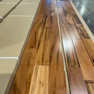 Hardwood – Brazilian Tigerwood Muiracatiara -Natural – 3 1/4 x 3/4″ – Select and Better – Satin