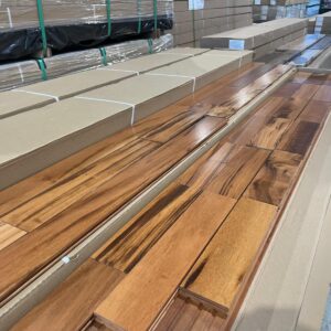 Hardwood – Brazilian Tigerwood Muiracatiara -Natural – 3 1/4 x 3/4″ – Select and Better – Satin